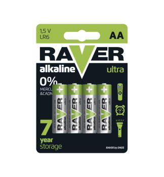 Alkalick batria RAVER, LR6 (AA) 4 ks v balen